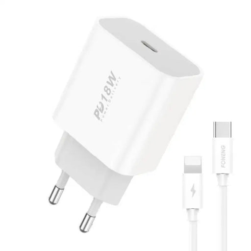 Зарядно Foneng EU23 18W с USB - C към Lightning кабел