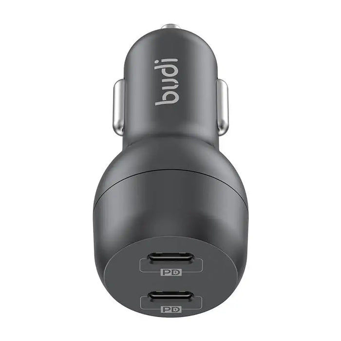 Зарядно за кола Budi 2x USB - C 40W PD черно