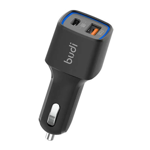 Зарядно за кола Budi LED USB + USB - C 18W PD QC 3.0 черно