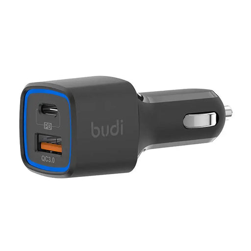 Зарядно за кола Budi LED USB + USB - C 18W PD QC 3.0 черно