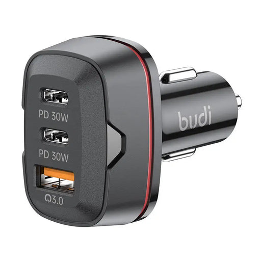 Зарядно за кола Budi USB + 2x USB - C 60W PD QC черно