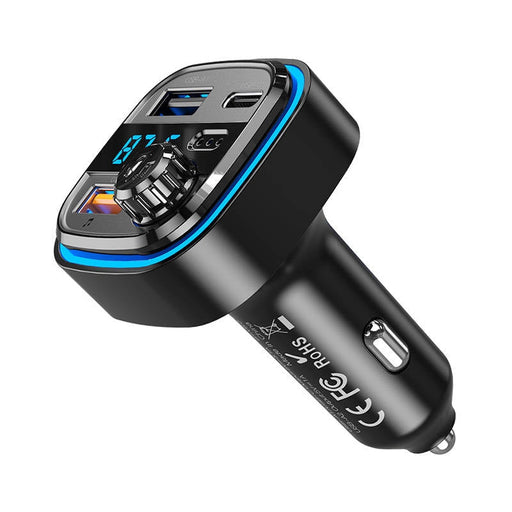 Зарядно за кола / FM трансмитер XO BCC08 USB x2 USB-C MP3