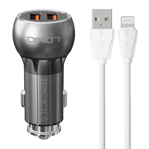 Зарядно за кола LDNIO C503Q 2х USB с Lightning кабел