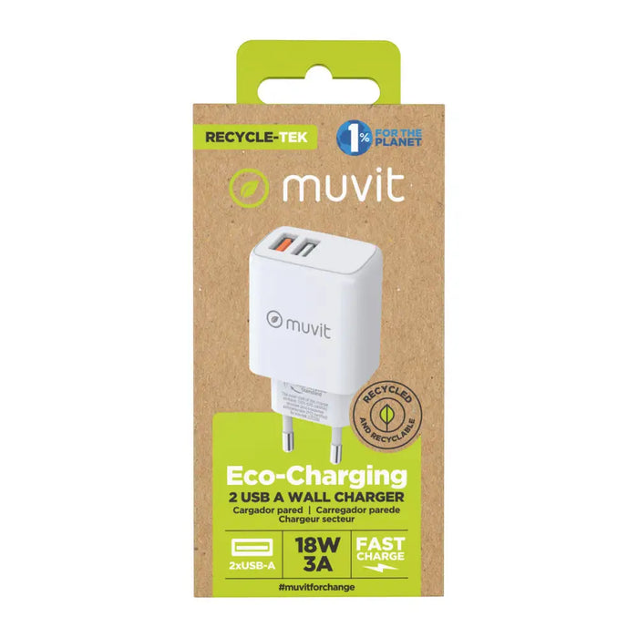 Зарядно за стена Muvit for Change Бял 18 W