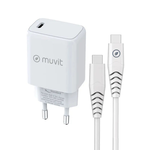 Зарядно за стена + USB-C кабел Muvit for Change Бял