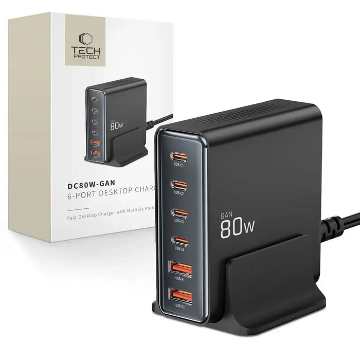 Зарядна станция Tech-protect DC80W-GAN 6-PORT PD80W/QC3.0