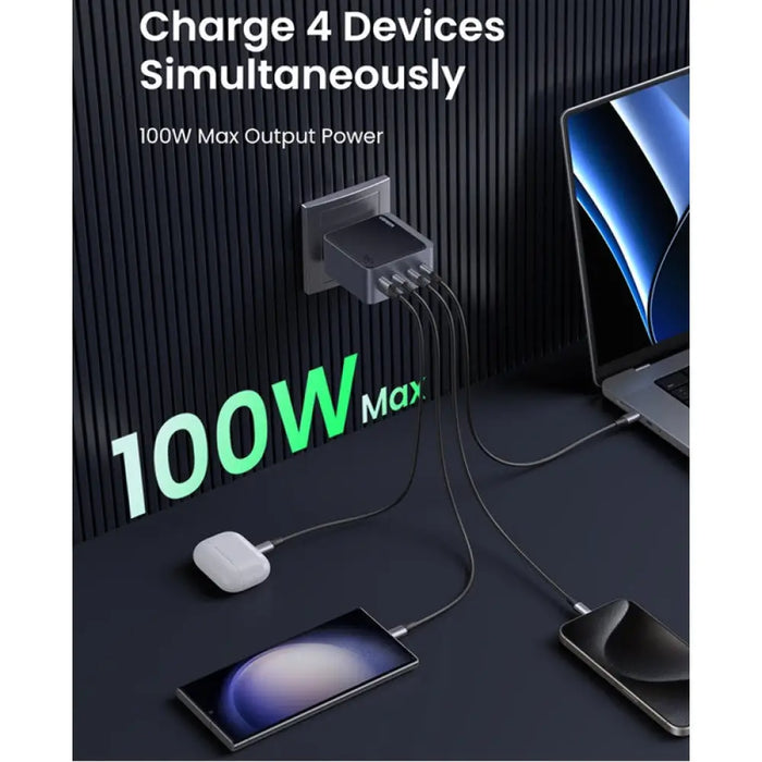 ЗАРЯДНО 220V 3xUSB-C,1xUSB A,GaN,100W X565 UGREEN