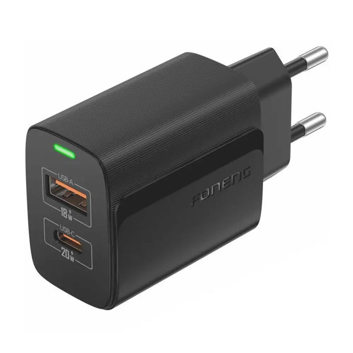 Зарядно Foneng EU66 USB-A USB-C 2 PD20W черно