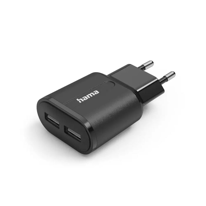 Зарядно HAMA 220V 2 x USB-A 12W Черен