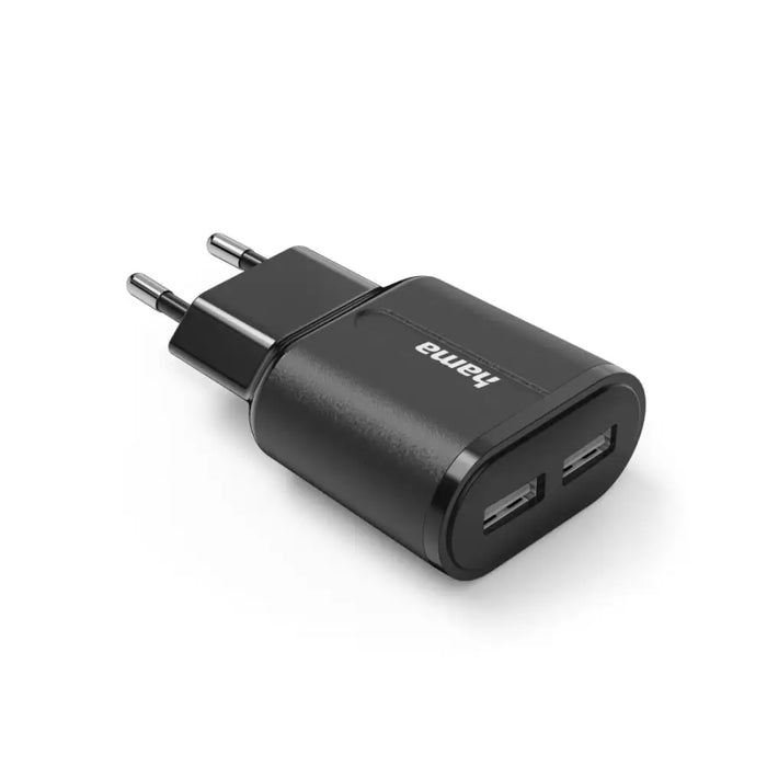 Зарядно HAMA 220V 2 x USB-A 12W Черен