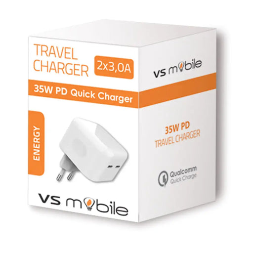 ЗАРЯДНО ОТ ЕЛ. МРЕЖА VSMOBILE 220V 35W PD 2XUSB-C