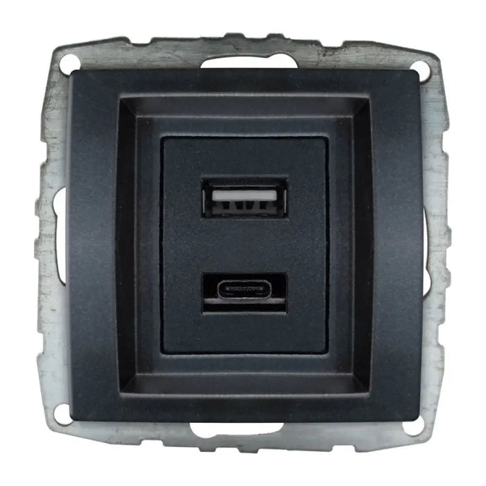 ЗАРЯДНО USB-A И USB-C МЕХАНИЗЪМ ГРАФИТ MONO DESPINA