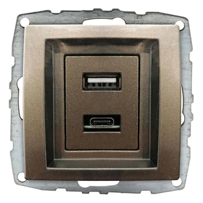 ЗАРЯДНО USB + USB-C МЕХАНИЗЪМ БРОНЗ MONO DESPINA