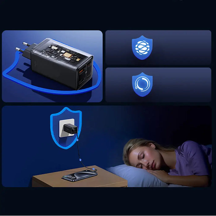 Зарядно устройство Baseus GaN6 Pro 100W 2 x USB-C 2 x USB-A