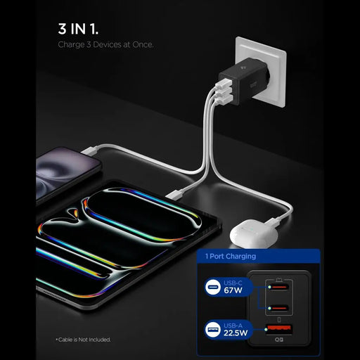 Зарядно устройство Spigen Essential EE673EU с 3 порта