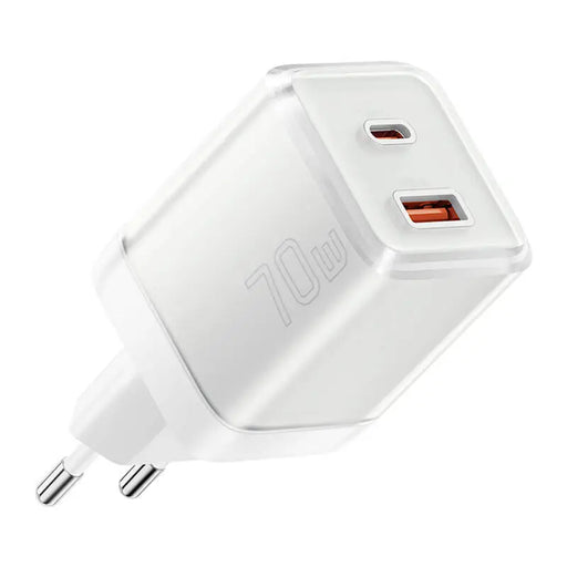 Зарядно Yueqi 70W GaN USB-C + USB-A бяло