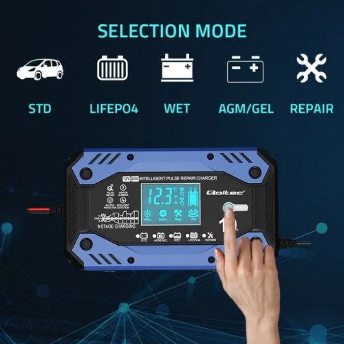 Зарядно за автомобилен акумулатор Qoltec 52482 12/24 V