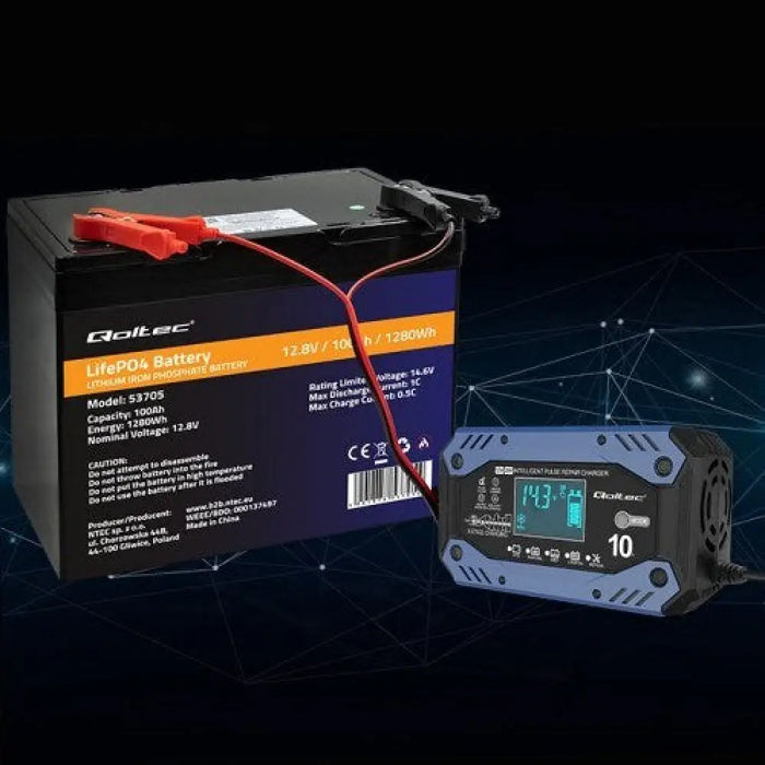 Зарядно за автомобилен акумулатор Qoltec 52482 12/24 V