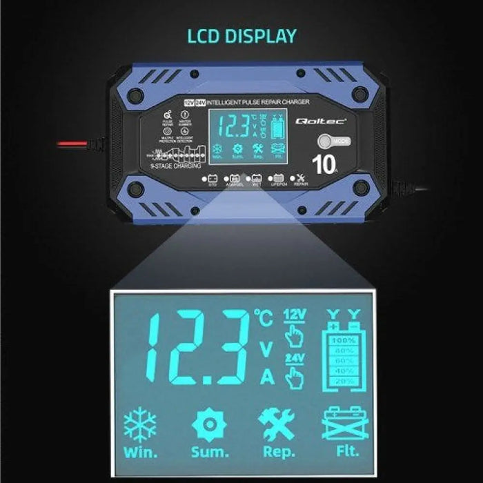 Зарядно за автомобилен акумулатор Qoltec 52482 12/24 V