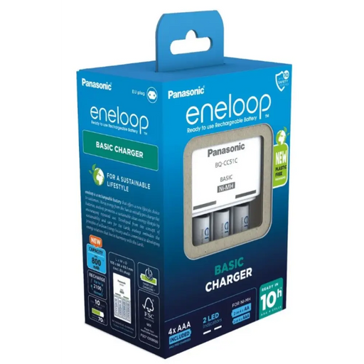 Зарядно за батерии PANASONIC Eneloop Basic BQ-CC51 + 4x AAA