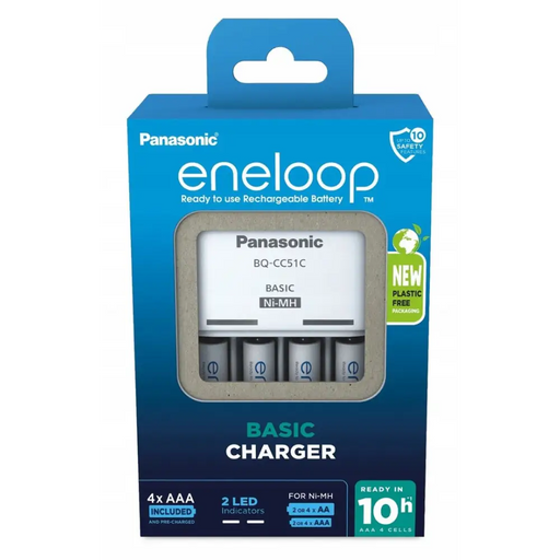 Зарядно за батерии PANASONIC Eneloop Basic BQ-CC51 + 4x AAA