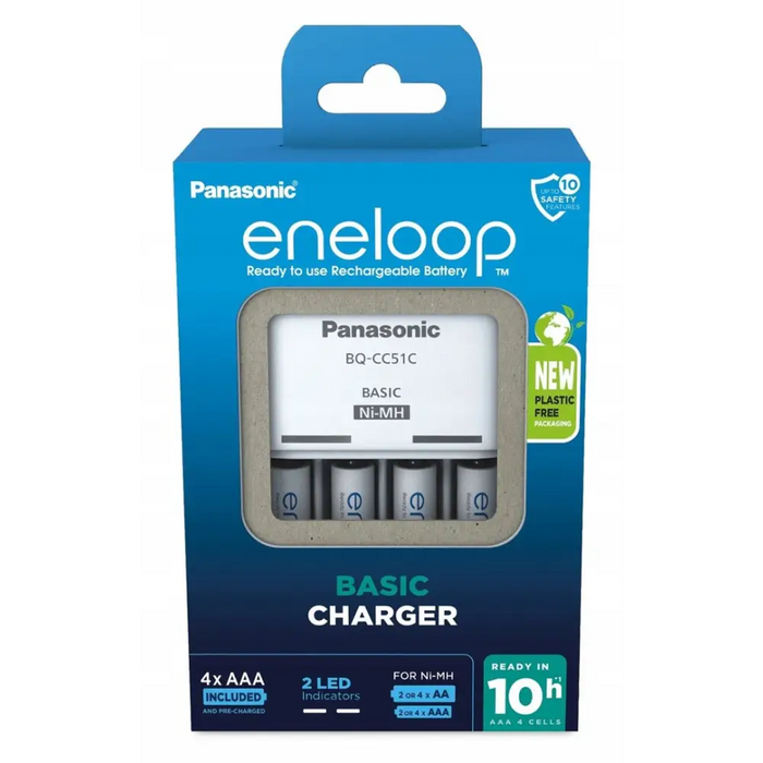 Зарядно за батерии PANASONIC Eneloop Basic BQ-CC51 + 4x AAA