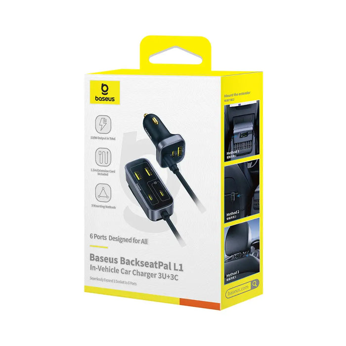 Зарядно за кола Baseus BackseatPal L1 110W 3 x USB-A + 3 x