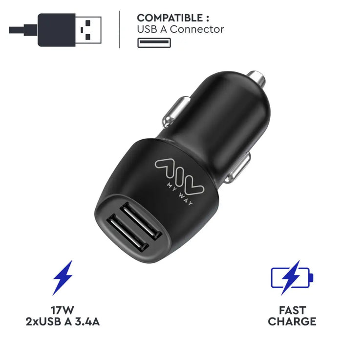 Зарядно за кола Myway Черен 15 W