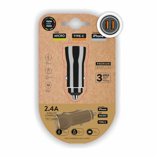 Зарядно за кола Tech One Tech TEC2802 Двоен USB-C Микро USB
