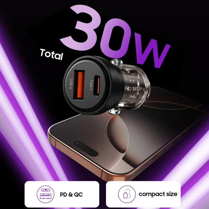 Зарядно за кола Tech-Protect CC03 30W с 2 порта USB-A