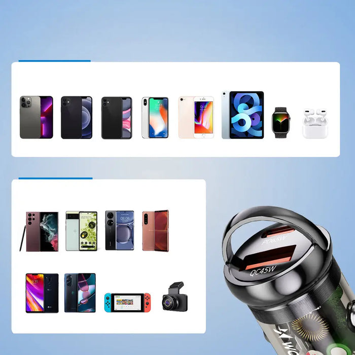 Зарядно за кола Wozinsky 65W USB-C PD 65W / USB-A 45W QC