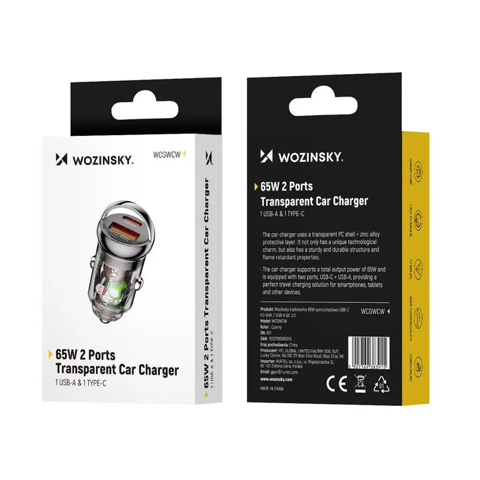 Зарядно за кола Wozinsky 65W USB-C PD 65W / USB-A 45W QC