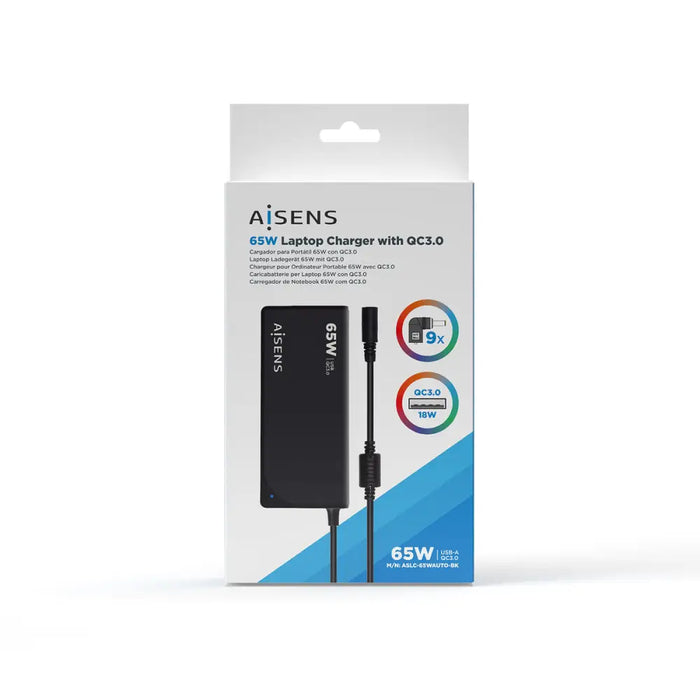 Зарядно за лаптоп Aisens ASLC-65WAUTO-BK 65 W