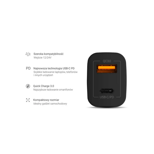 Зарядно за мобилни устройства Green Cell CAD33 Black Indoor