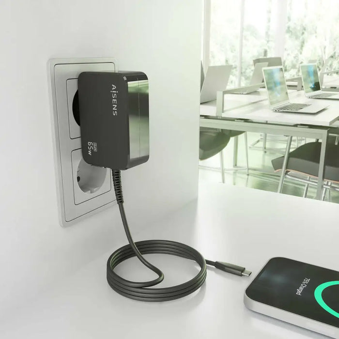 Зарядно за стена Aisens ASCH-1PD65WL033-BK Черен 65 W (1