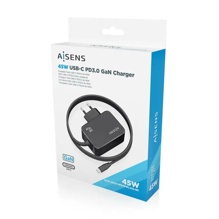 Зарядно за стена Aisens ASCH-1PD45WL032-BK Черен 45 W (1