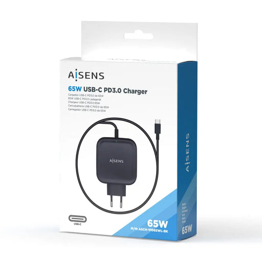 Зарядно за стена Aisens ASCH-1PD65WL-BK Черен 65 W (1 броя)