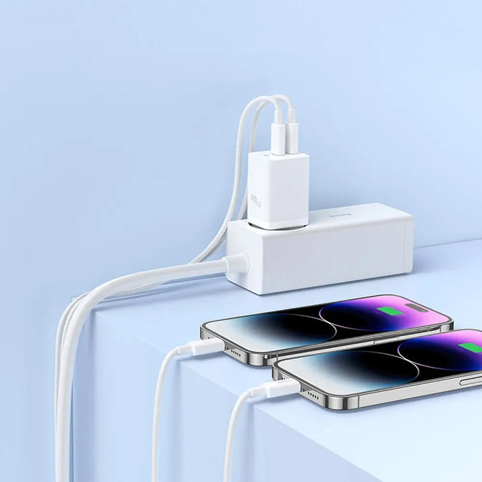 Зарядно за стена Baseus GaN5 Pro 40W 2xUSB-C - бяло