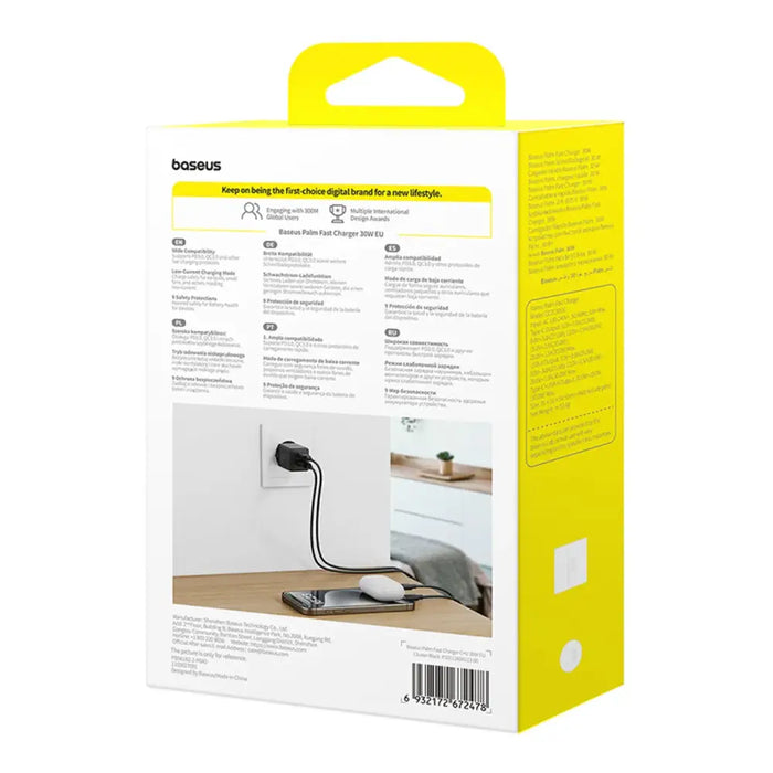 Зарядно за стена Baseus Palm 30W USB-C USB-A - черно