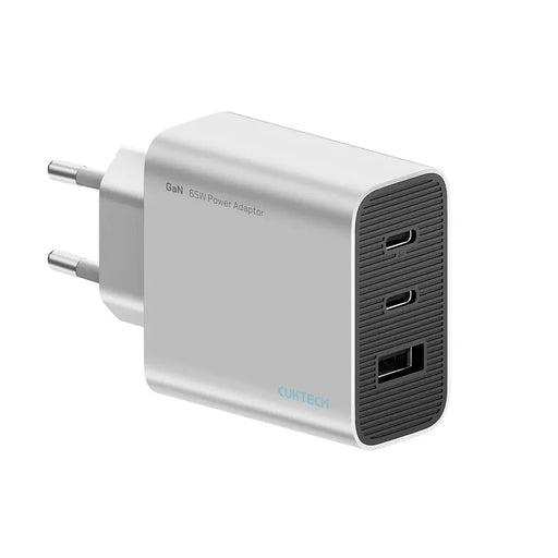 Зарядно за стена Cuktech 65W GaN 2xUSB-C 1xUSB-A - сиво