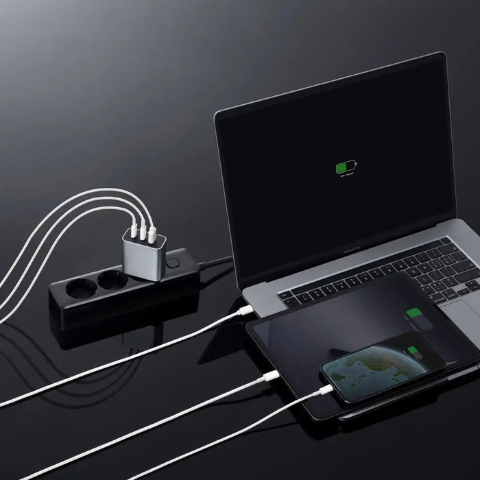 Зарядно за стена Cuktech 65W GaN 2xUSB-C 1xUSB-A - сиво