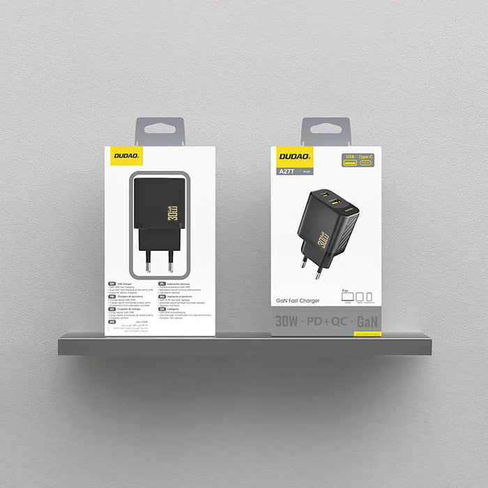 Зарядно за стена Dudao A27TEU PD 30W GaN USB-A USB-C - черно