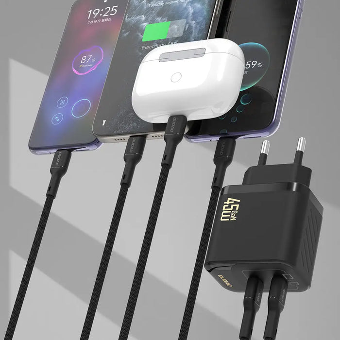 Зарядно за стена Dudao A28PCEU PD 45W GaN 2xUSB-C с USB-C