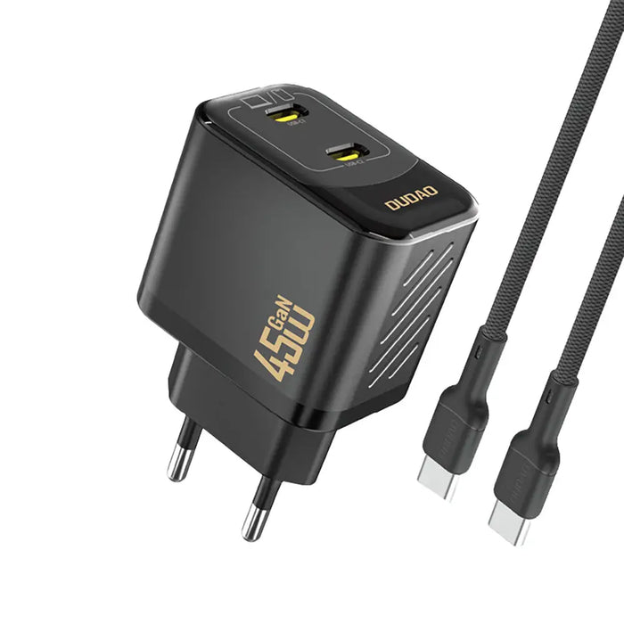 Зарядно за стена Dudao A28PCEU PD 45W GaN 2xUSB-C с USB-C