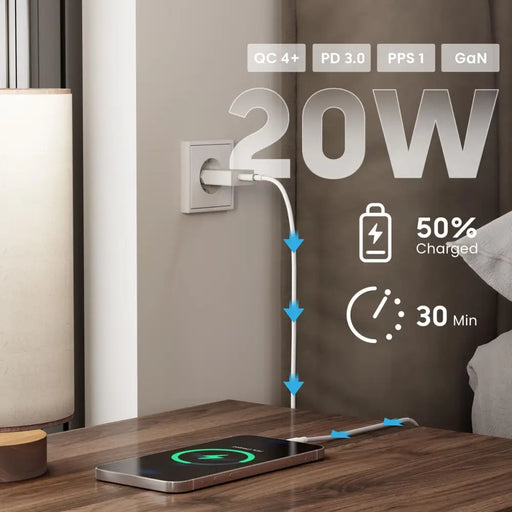 Зарядно за стена Ewent EW1310 Бял 20 W