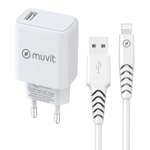 Зарядно за стена + Кабел USB A към USB-C Muvit for Change