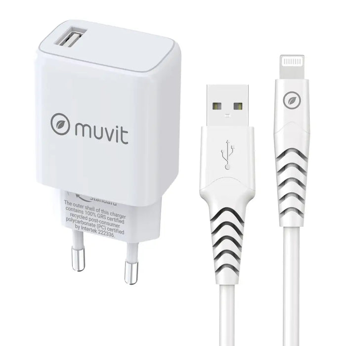Зарядно за стена + Кабел USB A към USB-C Muvit for Change