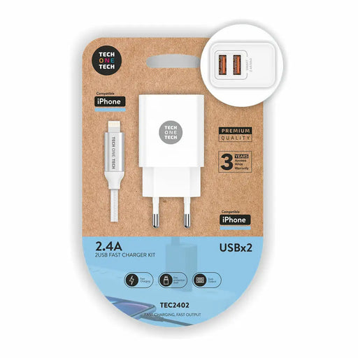 Зарядно за стена + Lightning кабел MFI Tech One Tech
