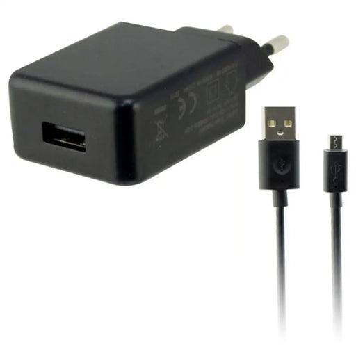Зарядно за стена + Micro USB кабел KSIX USB 2A Черен
