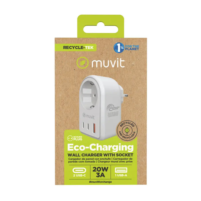 Зарядно за стена Muvit for Change 851DQ-DE Бял 20 W